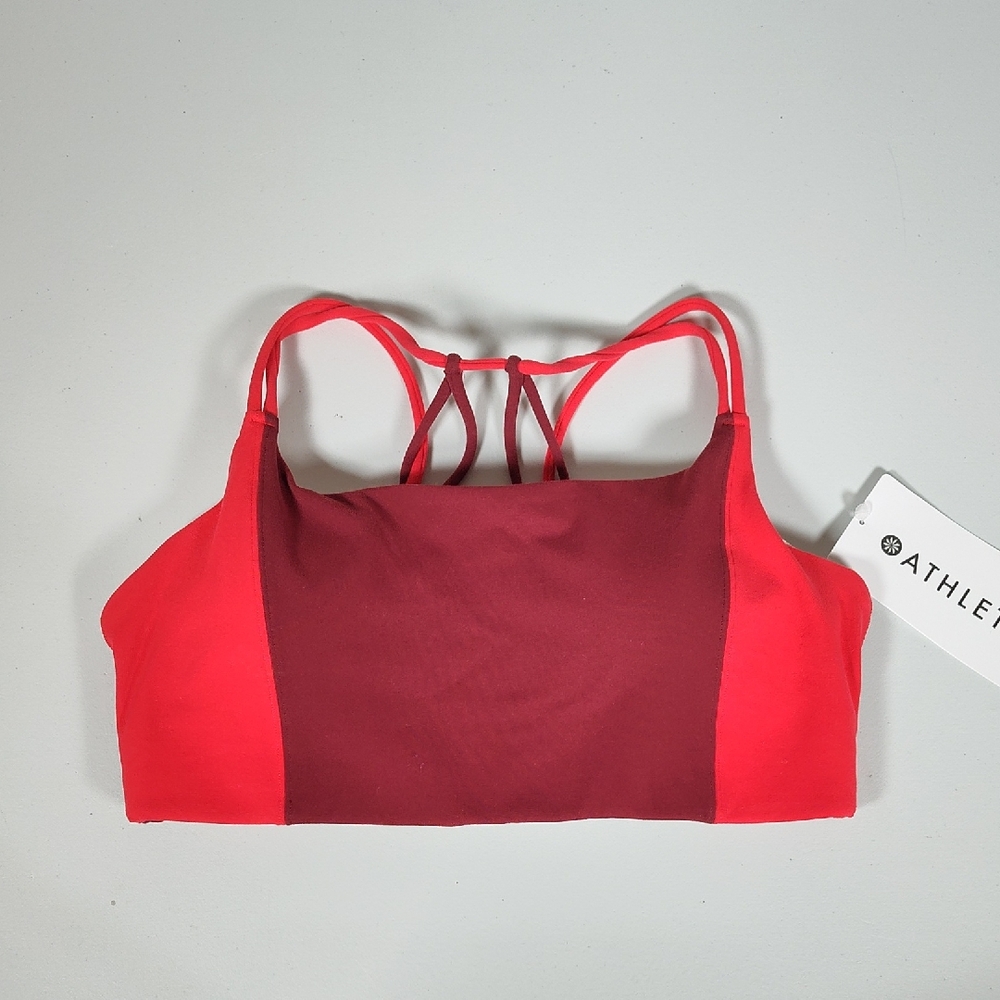 NWT Athleta Breathe In Bra strappy red sports bra M‎ - Picture 3 of 6
